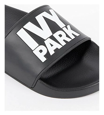 Shop Ivy Park Logo Slider Sandals In Black