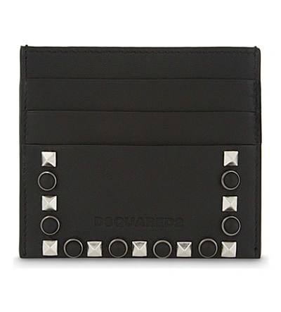 Dsquared2 Studded Leather Card Holder In Nero
