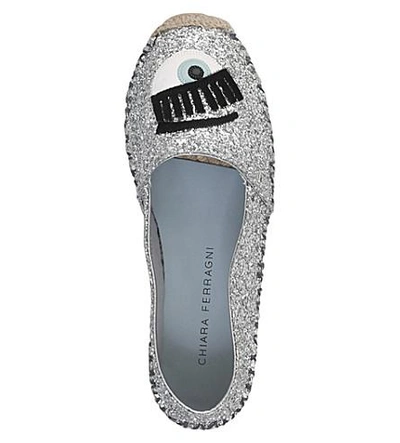 Shop Chiara Ferragni Flirting Glitter Espadrilles In Silver