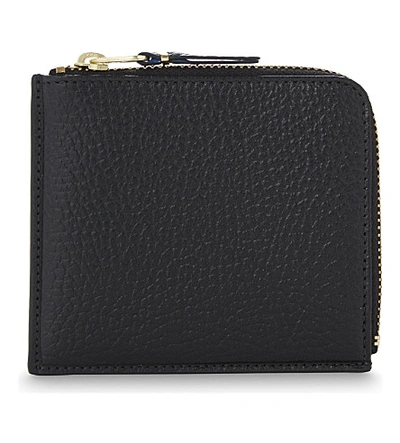 Comme Des Garçons Half-zip Leather Wallet In Blk