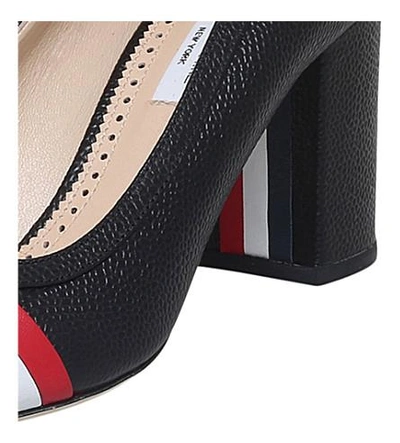 Shop Thom Browne Striped Leather Heeled Pumps In Black