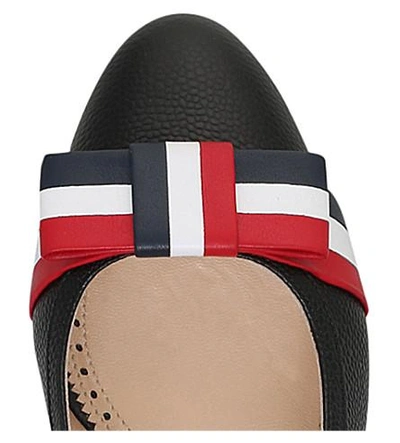 Shop Thom Browne Striped Leather Heeled Pumps In Black