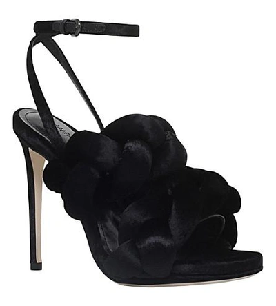 Shop Marco De Vincenzo Braided Velvet High Heeled-sandals In Black
