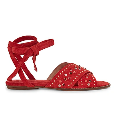 Maje Feminy Suede Sandals In Rouge