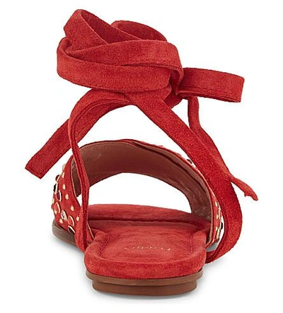 Shop Maje Feminy Suede Sandals In Rouge