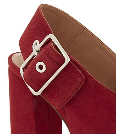 Shop Claudie Pierlot Audrey Suede Heeled Sandals In Rouge