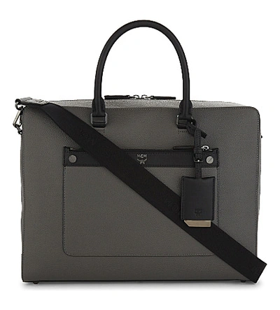 Mcm Markus Leather Briefcase In Charcoal Grey