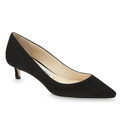 Shop Jimmy Choo Romy 40 Suede Courts In Black