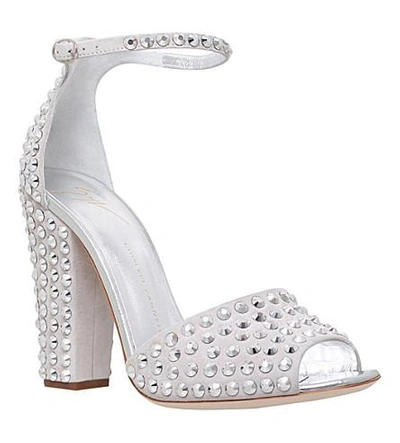 Shop Giuseppe Zanotti Lavinia Crystal-embellished Suede Sandals In Silver