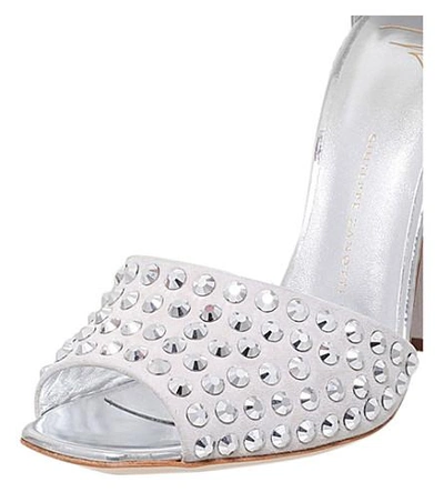 Shop Giuseppe Zanotti Lavinia Crystal-embellished Suede Sandals In Silver