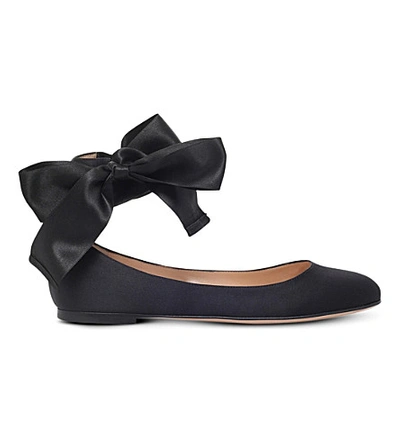 Shop Gianvito Rossi Odette Satin Ballet Flats In Black