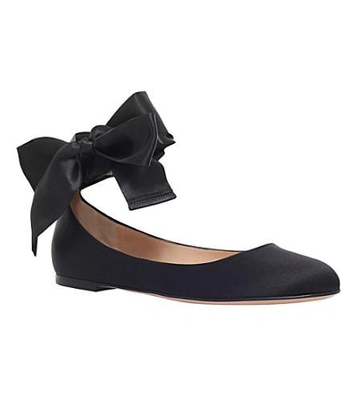 Shop Gianvito Rossi Odette Satin Ballet Flats In Black