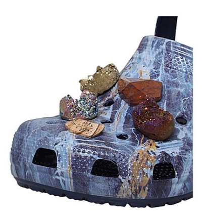 Shop Christopher Kane Crocs Stone-embellished Rubber Sandals In Blue
