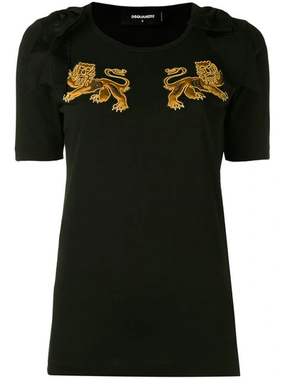 Dsquared2 T-shirt With Bows And Patches In Black