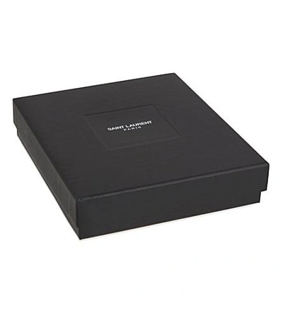 Shop Saint Laurent Sl Plaque Leather Billfold In Black