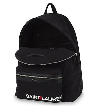 Shop Saint Laurent City Logo Backpack In Blk White