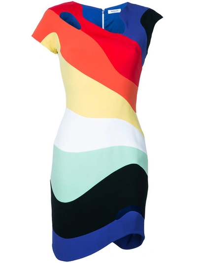 Shop Mugler Rainbow Wave Bodycon Dress In Multicolour