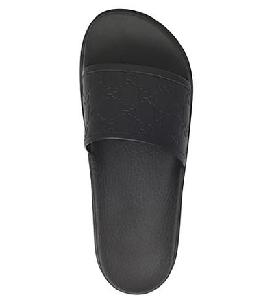 Shop Gucci Pursuit Trek Leather Slider Sandals In Black