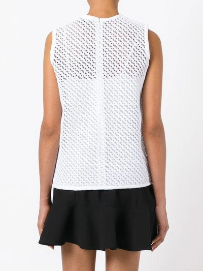 Shop Carven Floral-embroidered Sleeveless Top In 000blanc