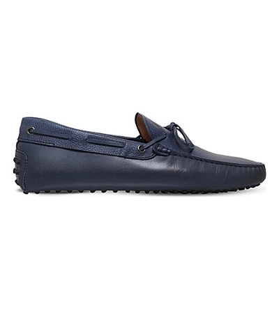 Tod's 122 Leather Driving Shoes In Navy