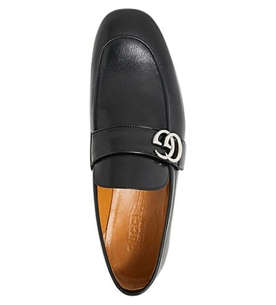 Shop Gucci Donnie Gg Leather Loafers In Black