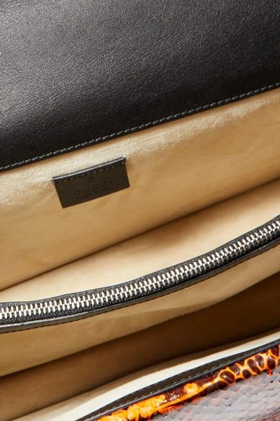 Gucci Dionysus Appliquéd Printed Coated-canvas And Watersnake Shoulder Bag In Beige