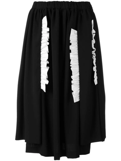 Comme Des Garçons - Ruffled Appliqué Gathered Skirt  In Black