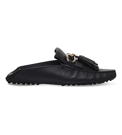 Shop Tod's Gommino Fringed Leather Mules In Black