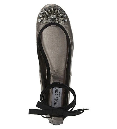 Shop Jimmy Choo Grace Leather Ballet Flats In Anthracite