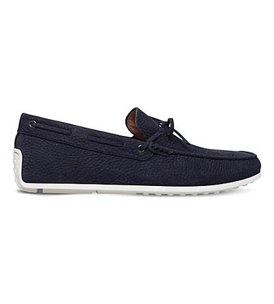 Tod's Gommino Spider Nubuck Driving Shoes In Navy