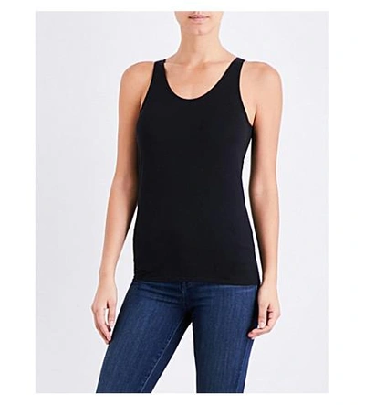 Shop Sunspel Sleeveless Cotton-jersey Top In Black