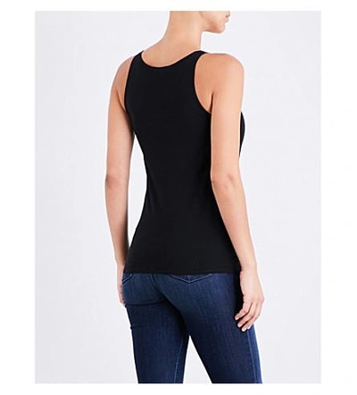 Shop Sunspel Sleeveless Cotton-jersey Top In Black
