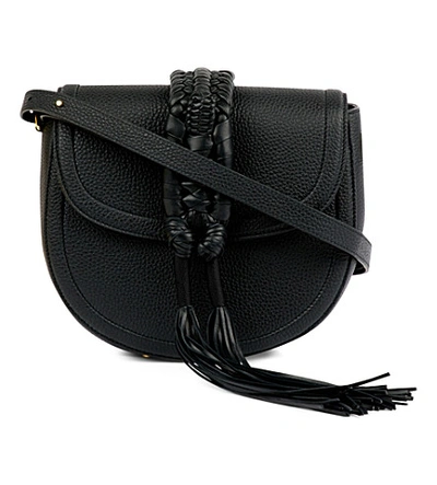 Shop Altuzarra Ghianda Knotted Leather Saddle Bag In Black