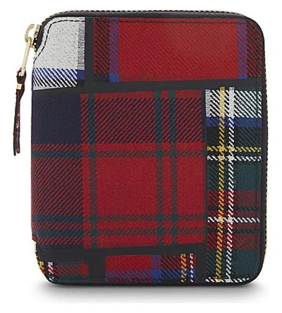 Shop Comme Des Garçons Tartan Wool Zip Wallet In Red