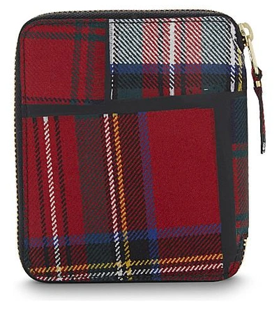 Shop Comme Des Garçons Tartan Wool Zip Wallet In Red