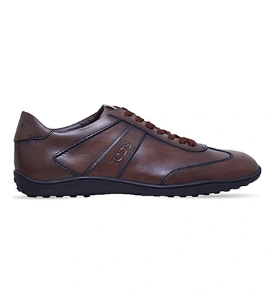 Tod's New Owens Lo Pro Leather Trainers In Brown
