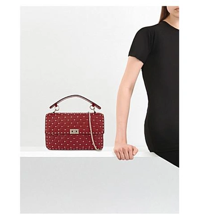 Shop Valentino Rockstud Large Leather Shoulder Bag In Red
