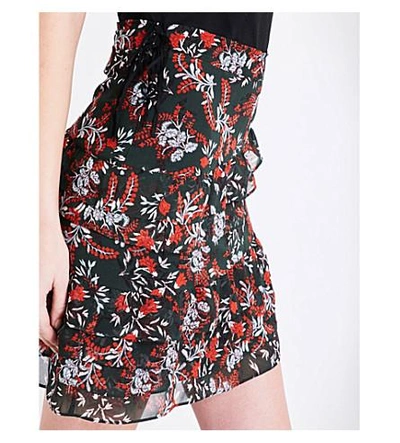 Shop Maje Jerkita Floral-print Crepe Mini Skirt In Imprime