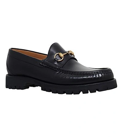 Shop Gucci Alfons Leather Loafers In Black