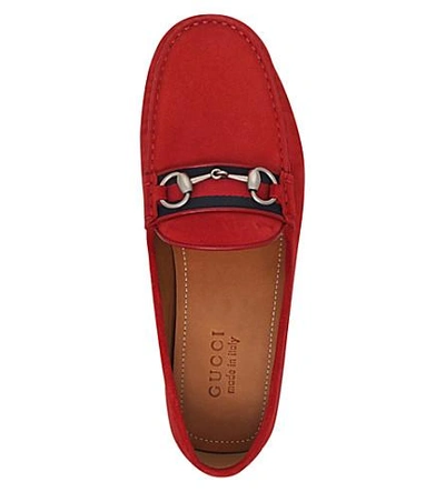 Shop Gucci Kanye Suede Driver Shoes In Red