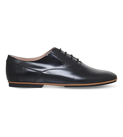 Tod's Gomma Leather Derby Shoes In Black