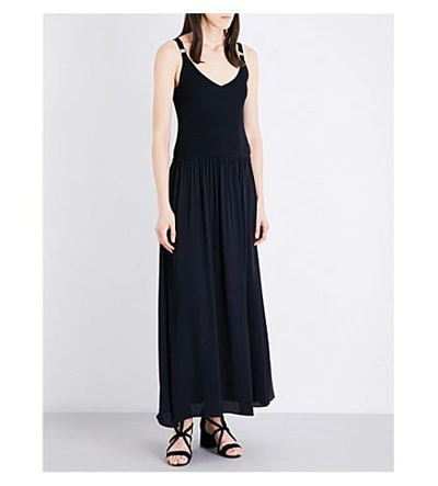 Shop Claudie Pierlot Milan Crepe Dress In Marine