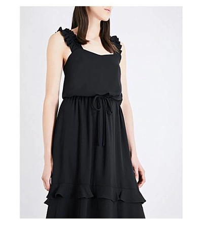 Shop Claudie Pierlot Riviere Crepe Dress In Noir