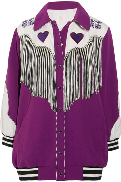 Anna Sui Fringed Appliquéd Crepe Jacket