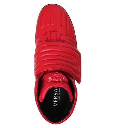 Shop Versace Medusa Padded Leather High-top Trainers In Red