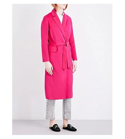 Maje Geode Wool-blend Wrap Coat In Fushia | ModeSens
