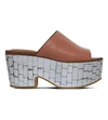 SEE BY CHLOÉ Arina leather and metallic wedge platform mules