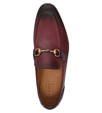 Shop Gucci Jordaan Leather Loafers In Wine