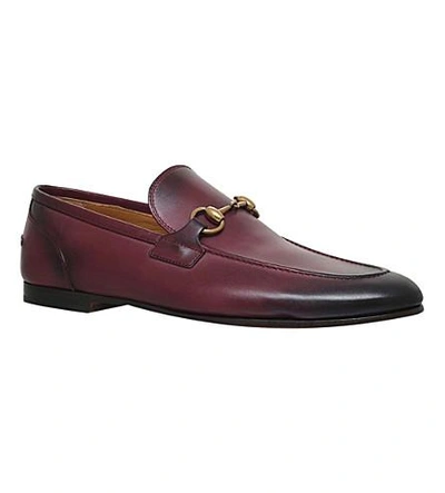 Shop Gucci Jordaan Leather Loafers In Wine