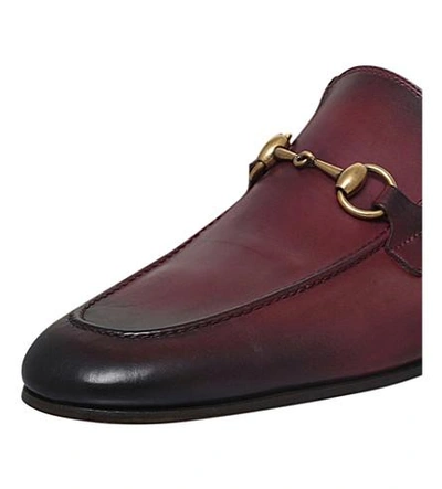 Shop Gucci Jordaan Leather Loafers In Wine